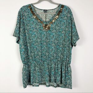 Rafaella Turquoise & Brown Top